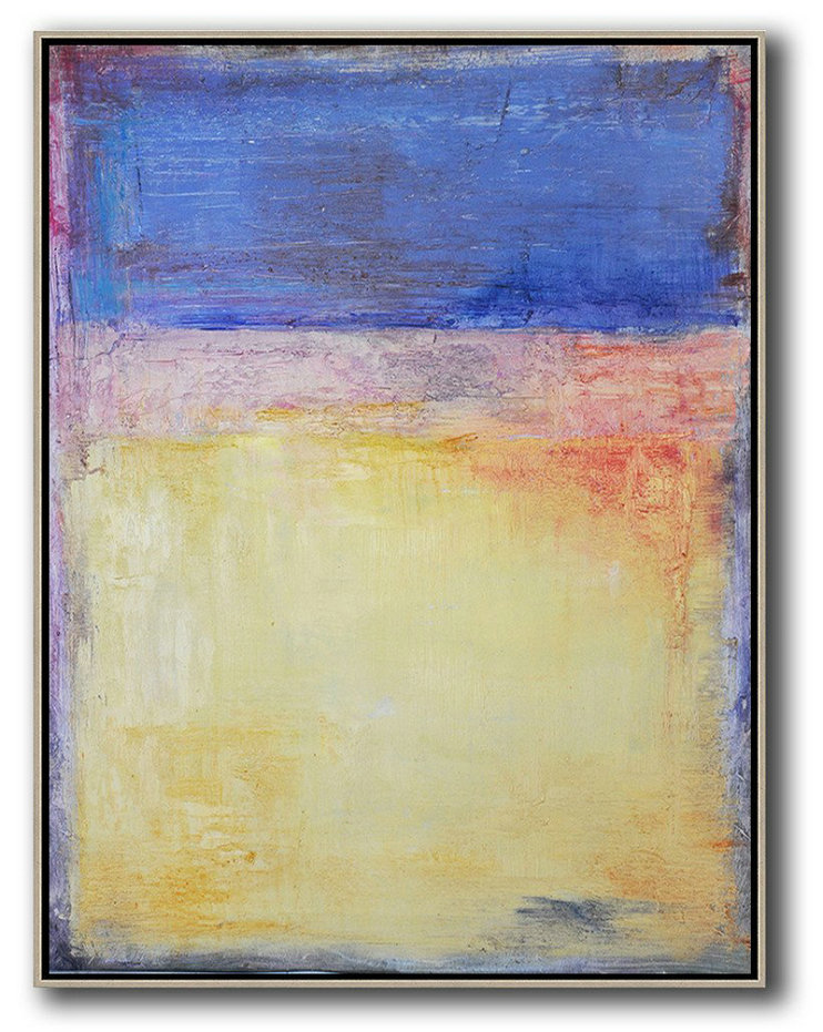 Acrylic Painting On Canvas,Vertical Contemporary Art,Textured Painting Canvas Art,Blue,Purple,Yellow.etc
